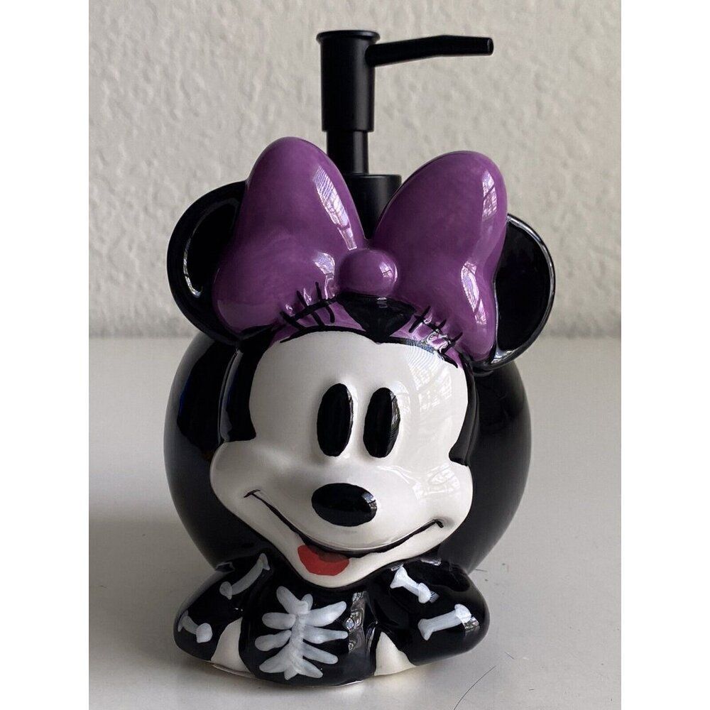 Disney Minnie Mouse Halloween Skeleton Ceramic Soap Lotion Dispenser NEW